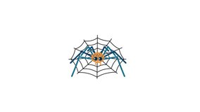 A pumpkin spider spinning a web, flat animated sticker - Powered by Shutterstock - Get 15% off with code: PIKWIZARD15