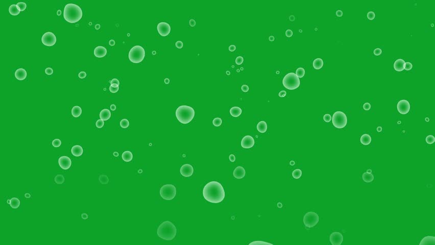 Soap bubble animation slowly falling on a green screen. Soap bubble fall on chroma key background.