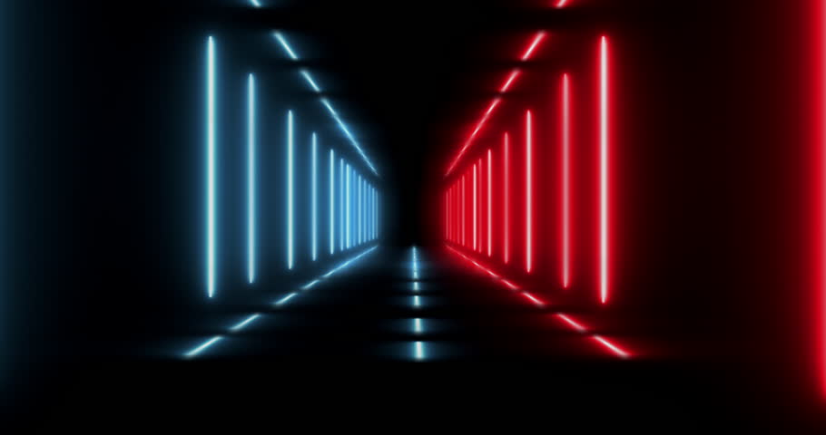 Tunnel of Neon Lights Bars. Loop