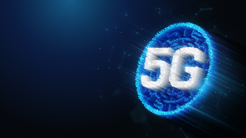 5G Wireless Mobile Network Animated Digital Art. Abstract animation representing 5th generation communication hardware technology concept composed of neon glowing fiber optics on a blue background - Powered by Shutterstock - Get 15% off with code: PIKWIZARD15