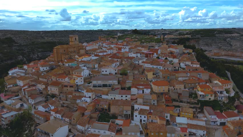 Aerial view of Jorquera, Albacete, Castilla-La Mancha, Spain