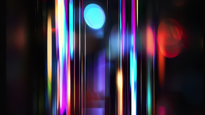 Seamless video texture with cyberpunk energy — flickering pixels, chromatic light waves, and glitchy interference. Great for experimental loops and VJ visuals.