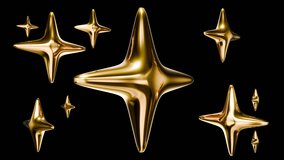 Rotating Gold Y2K Stars, Seamless Loop, Alpha Channel - Powered by Shutterstock - Get 15% off with code: PIKWIZARD15