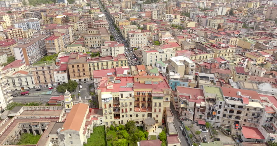Aerial view of the historic center of the city of Torre del Greco, in the province of Naples, Campania, Italy.