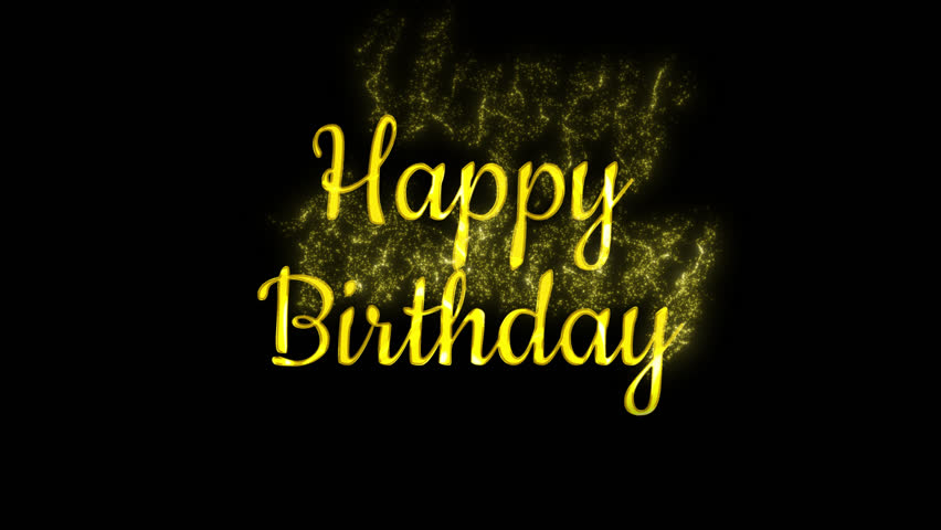 Happy Birthday title animation. Happy Birthday intro. Happy Birthday of text reveal. Golden particle effect. Elegant romantic intro for wedding video. Transparent background. Overlay use.