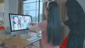 A joyful scene of friends celebrating together through a video call. The atmosphere is lively, capturing the essence of modern connections and shared moments, even when apart. - Powered by Shutterstock - Get 15% off with code: PIKWIZARD15