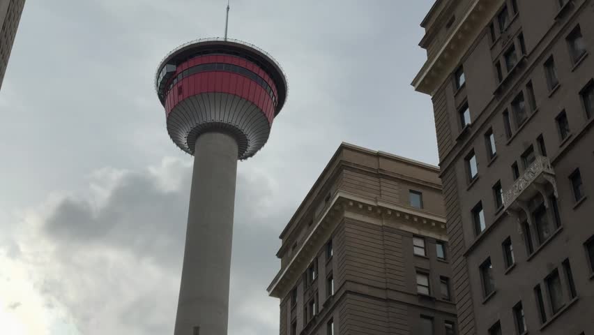 Calgary Tower and Palliser hotel in downtown Calgary in summer