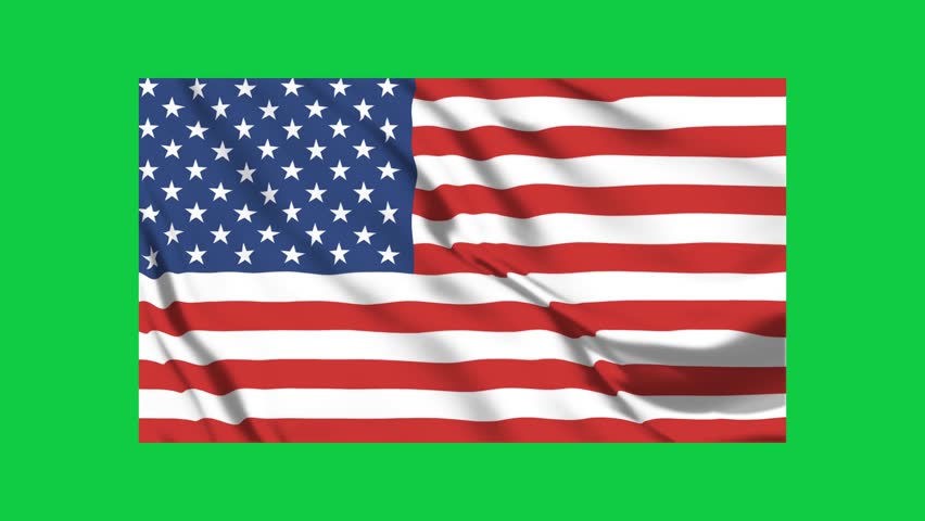 American flag waving animation with green screen