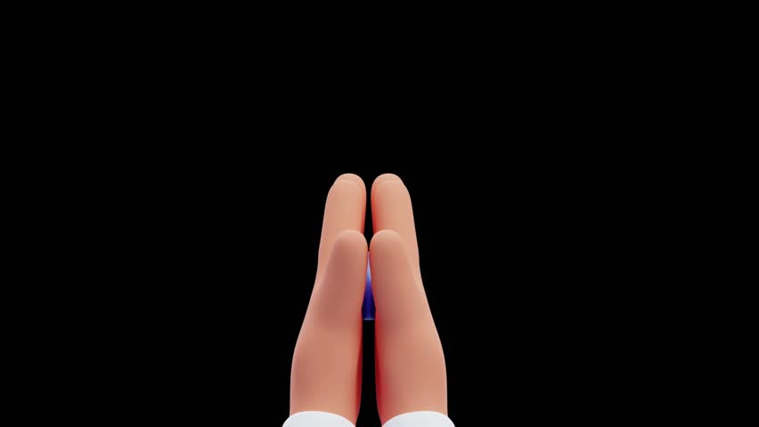 3d animated hands catching a water drop on a black background