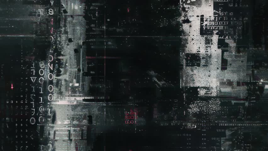 Stylized glitch visuals packed with fragmented data, techno-noise, and industrial decay. Great for cyberpunk visuals, dark intros, and glitchy transitions.