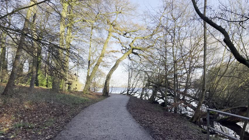 A walk in path reservoir lake side country side park leisure