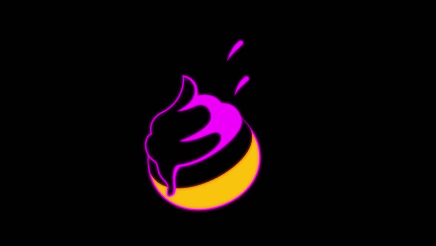 Cartoon-style animated ice cream bread with neon glow outline in pink and blue. Perfect for fun dessert visuals and snack-themed motion graphics