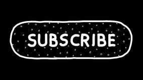 This is a motion graphic animation of a white wiggly hand drawn SUBSCRIBE button bubble pattern, on alpha transparent background, on loop - Powered by Shutterstock - Get 15% off with code: PIKWIZARD15