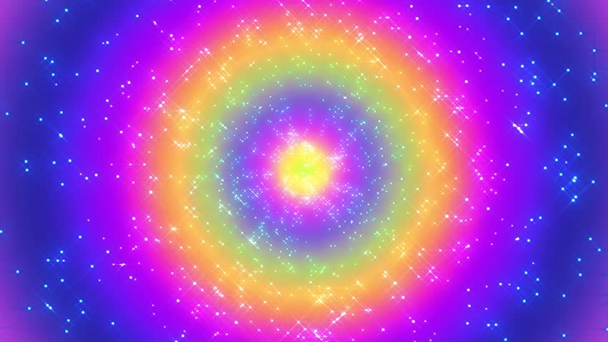 Abstract colorful blur soft gradient tunnel cute kawaii rainbow dreamy style. Blended with sparkling stars background.