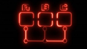 Neon step diagram, futuristic workflow, numbered process chart, digital interface, glowing UITech flowchart, glowing steps A B C, UI process map, neon connection diagram, cyber theme, Quizzes box - Powered by Shutterstock - Get 15% off with code: PIKWIZARD15