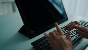 Modern Data Architecture Concept with Digital Interface and Keyboard in Office Setting. Asymptotic smart data analytic. - Powered by Shutterstock - Get 15% off with code: PIKWIZARD15