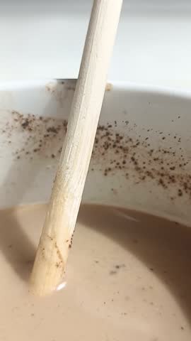Chopstick and coffee milk footage