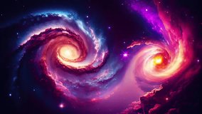 a stunning space view with two dominant spiral galaxies. - Powered by Shutterstock - Get 15% off with code: PIKWIZARD15