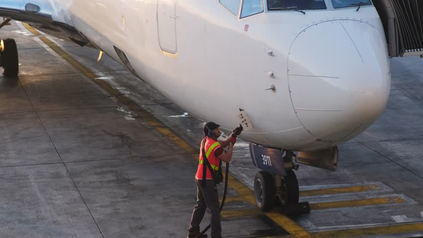 Refueling aircraft at the airport terminal, ensuring efficient operations and safety protocols