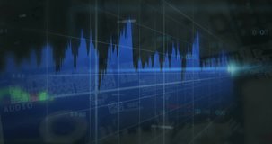 Blue waveform appearing on grid starting candlestick bars rising falling illustrating market trends. Data visualization, financial analysis, digital interface, technology, analytics, stock trading, - Powered by Shutterstock - Get 15% off with code: PIKWIZARD15