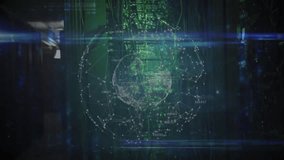 Glowing data grid initiating holographic wireframe globe forming and rotating, highlighting network. Futuristic, technology, digital, innovation, cyber, connectivity, immersive - Powered by Shutterstock - Get 15% off with code: PIKWIZARD15