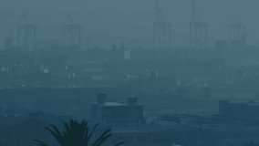 Pink wireframe triangles emerging along edges and pulsing inward around hazy skyline showing growth. Futuristic, abstract, technology, data, digital, innovation, energetic - Powered by Shutterstock - Get 15% off with code: PIKWIZARD15