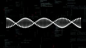 After pause DNA helix oscillating with wave motion while code pulsating and shifting for looping. Molecular, biotech, futuristic, digital, animation, technology, science - Powered by Shutterstock - Get 15% off with code: PIKWIZARD15