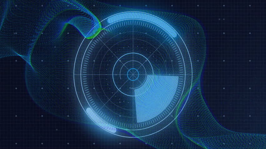 At startup radar interface sweeping scan wedge through waveform while charts rising for monitoring. Futuristic, technology, analytics, visualization, digital, data, innovation - Powered by Shutterstock - Get 15% off with code: PIKWIZARD15