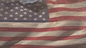 Flag overlay waving, hand lifting tray lid and placing raw steaks on wooden board for preparation. Patriotic, culinary, rustic, grilling, butcher, preparation, breakfast - Powered by Shutterstock - Get 15% off with code: PIKWIZARD15