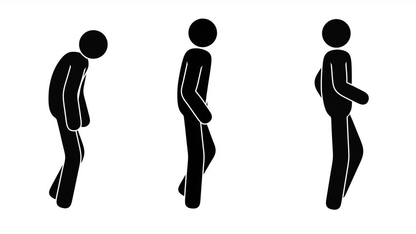 Mood Evolution Walk Cycle. Stick figure walking with three distinct moods: sad, neutral, and happy. Pictogram man walk animation with alpha channel.