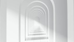 3d animation of white interior corridor with repeating arches, clean lines, soft shadows and minimal abstract geometry - Powered by Shutterstock - Get 15% off with code: PIKWIZARD15