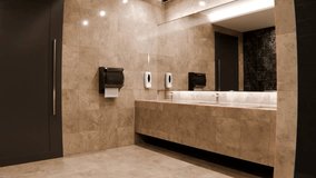 Spotless restroom showcases gleaming marble, contemporary sinks, and bright lighting, emphasizing hygiene and modern design - Powered by Shutterstock - Get 15% off with code: PIKWIZARD15