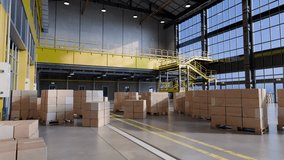 Automated cardboard boxes gliding smoothly across warehouse pallets, showcasing modern logistics and distribution efficiency in industrial storage environment - Powered by Shutterstock - Get 15% off with code: PIKWIZARD15