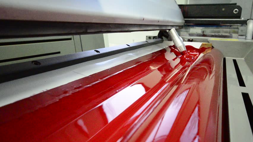 Magenda, Red on the offset  print press machine wide angle