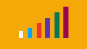 Animated multicolor bar chart increases in height over a flat yellow background for business and progress visuals - Powered by Shutterstock - Get 15% off with code: PIKWIZARD15