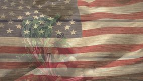 Hand entering frame starting slicing cucumber washing radishes arranging produce under flag overlay. Fresh produce, culinary, rustic, healthy eating, patriotism, food preparation, natural ingredients - Powered by Shutterstock - Get 15% off with code: PIKWIZARD15