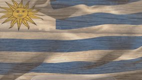 With sunlight shifting faint Uruguay flag overlay waving over bacon container showing Uruguay pride. Food preservation, patriotism, outdoor dining, rustic style, organic, freshness, national pride - Powered by Shutterstock - Get 15% off with code: PIKWIZARD15
