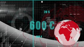 Starting data interface, rotating globe, rising bars and sweeping lines tracking currency trends. Technology, data visualization, digital interface, financial analytics, futuristic, infographic, - Powered by Shutterstock - Get 15% off with code: PIKWIZARD15