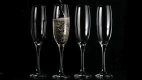 After brief pause, champagne filling second flute, bubbles rising, hearts multiplying to celebrate. Celebration, romance, luxury, elegance, festive, glittering, abstract - Powered by Shutterstock - Get 15% off with code: PIKWIZARD15