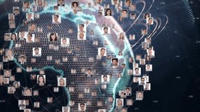 Rotating globe activating avatar nodes and extending glowing lines shaping global digital network. Technology, connectivity, innovation, cyber, digital, network, virtual - Powered by Shutterstock - Get 15% off with code: PIKWIZARD15