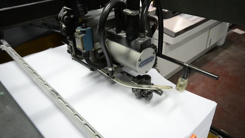 HD Crane shot, Offset Printing Press Machine closeup