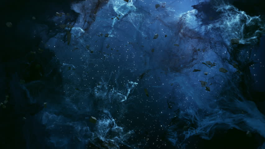 Deep nebula clouds in motion. 3D render. Mystical space clouds moving in seamless cosmic loop.