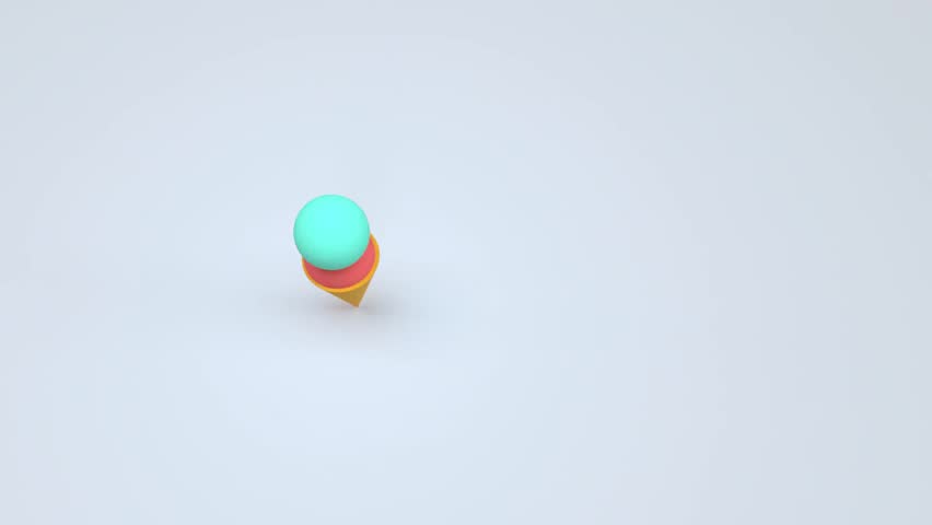 A 3D model of an ice cream rotating on the screen on a white background