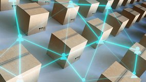 Delivery boxes with connection. Computer generated 3d render - Powered by Shutterstock - Get 15% off with code: PIKWIZARD15