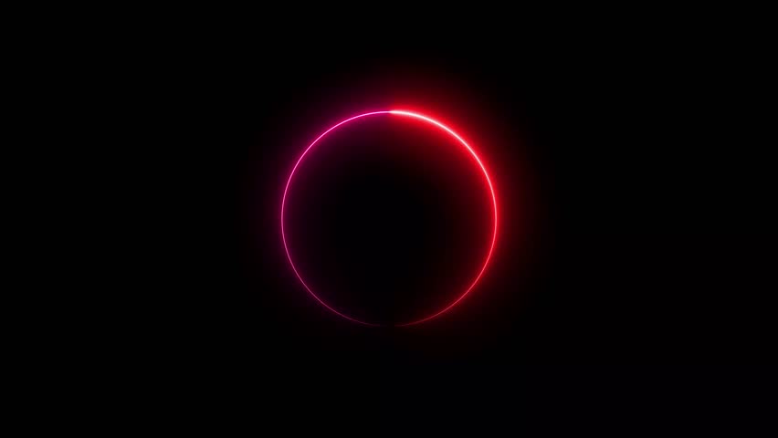 Loading magenta red color animation neon light on black background.