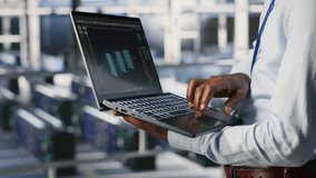 Server hub coworkers visualizing large language model architecture using notebook. Data center technicians on industrial platform collaborating on neural network software tasks using laptop - Powered by Shutterstock - Get 15% off with code: PIKWIZARD15