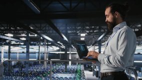 Server farm IT expert managing storage arrays supporting machine learning training workflows. Technician on industrial platform doing maintenance on rigs handling AI processing tasks, camera A - Powered by Shutterstock - Get 15% off with code: PIKWIZARD15