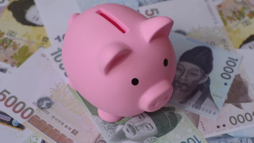 Paper money, South Korean banknotes as a financial business background. Cash, investment, banking