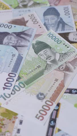 Paper money, South Korean banknotes as a financial business background. Cash, investment, banking