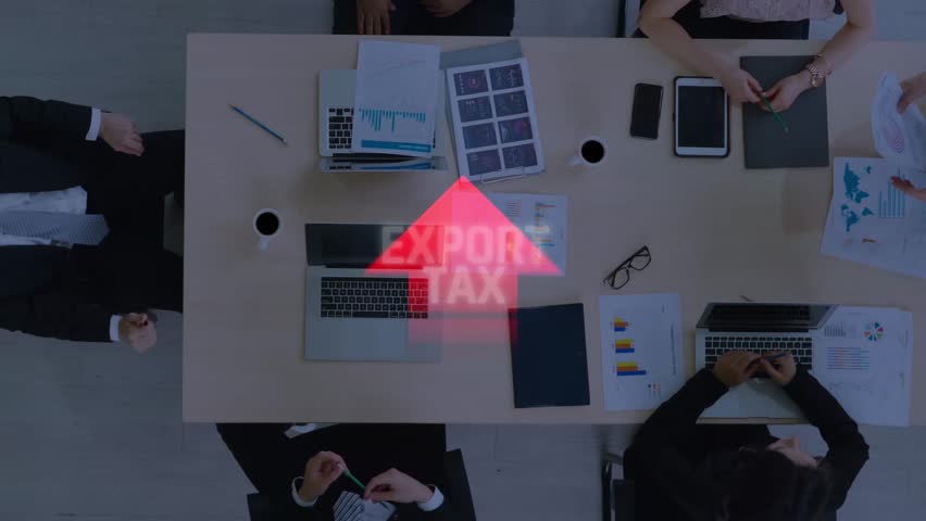 Global Export Tax Concept with Digital Graphics Representing Tariffs and Financial Analysis for International Trade Discussions. Consignment.
